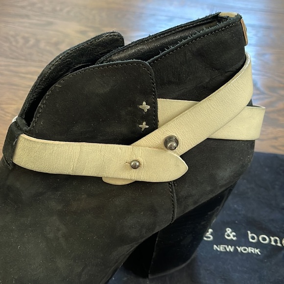 rag & bone black and white Harrow Suede Booties - Picture 3 of 7